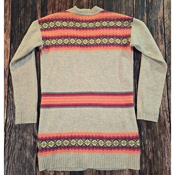 Gap Lamb's Wool Blend Fair Isle Sweater Long V-Neck Colorful Cardigan Women's S - Picture 9 of 12